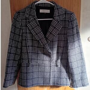 Tahari Arthur S Levine Houndstooth Blazer Sz 6 Double Breasted Power Chic
